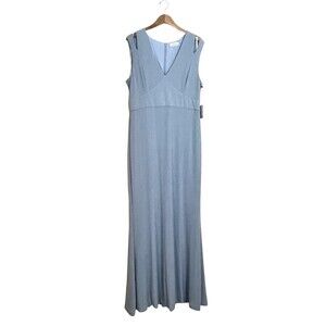 Calvin Klein Light Blue Metallic Cut-Out Sleeveless Formal Gown Women’s 16 NWT